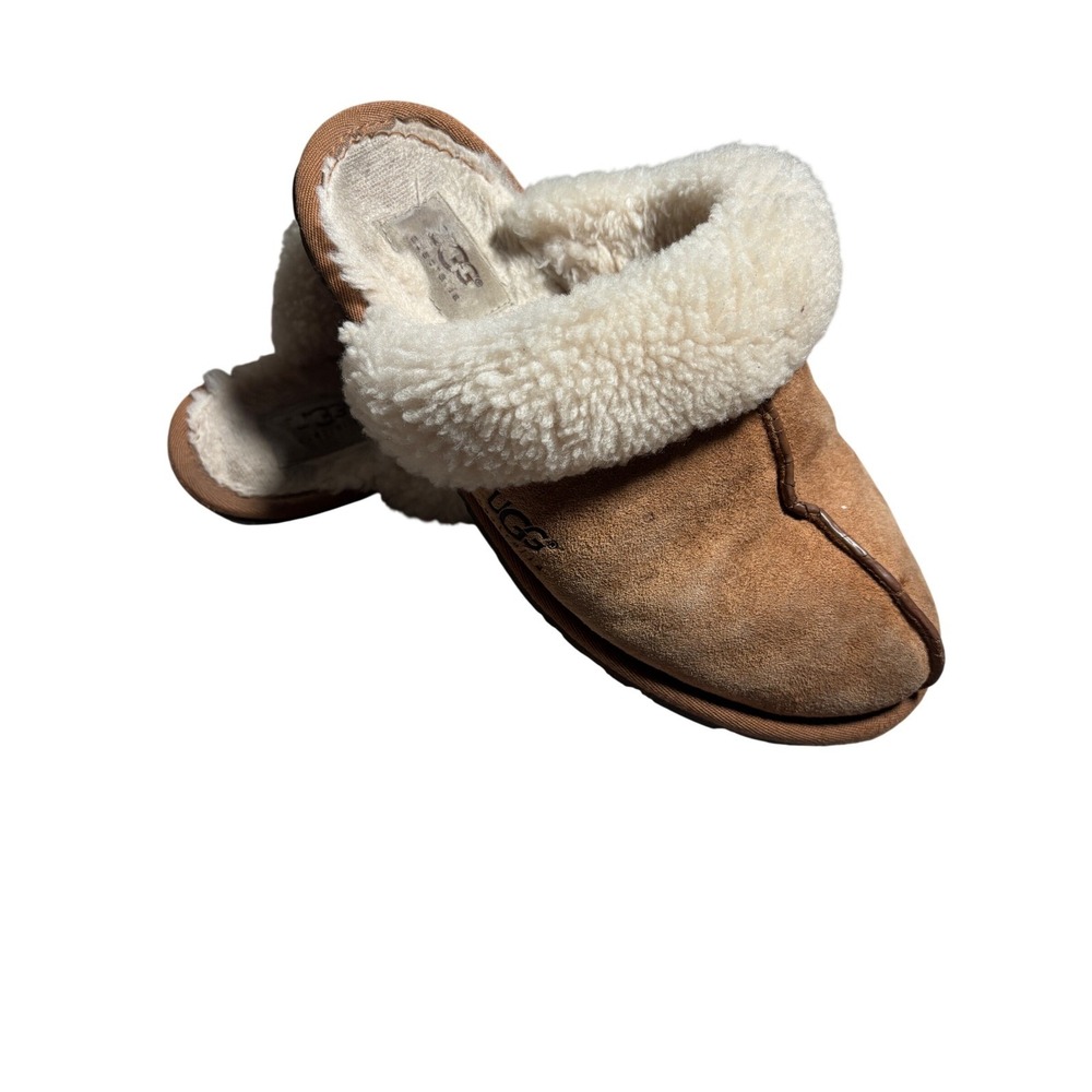 UGG Australia Womens 8 Scuffette II Chestnut Suede Sheepskin Slippers Cozy FAIR